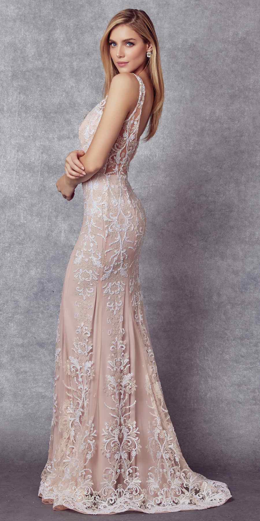 Juliet 277W Fancy Glitter Design Tulle Mermaid Wedding Dress by DiscountDressShop