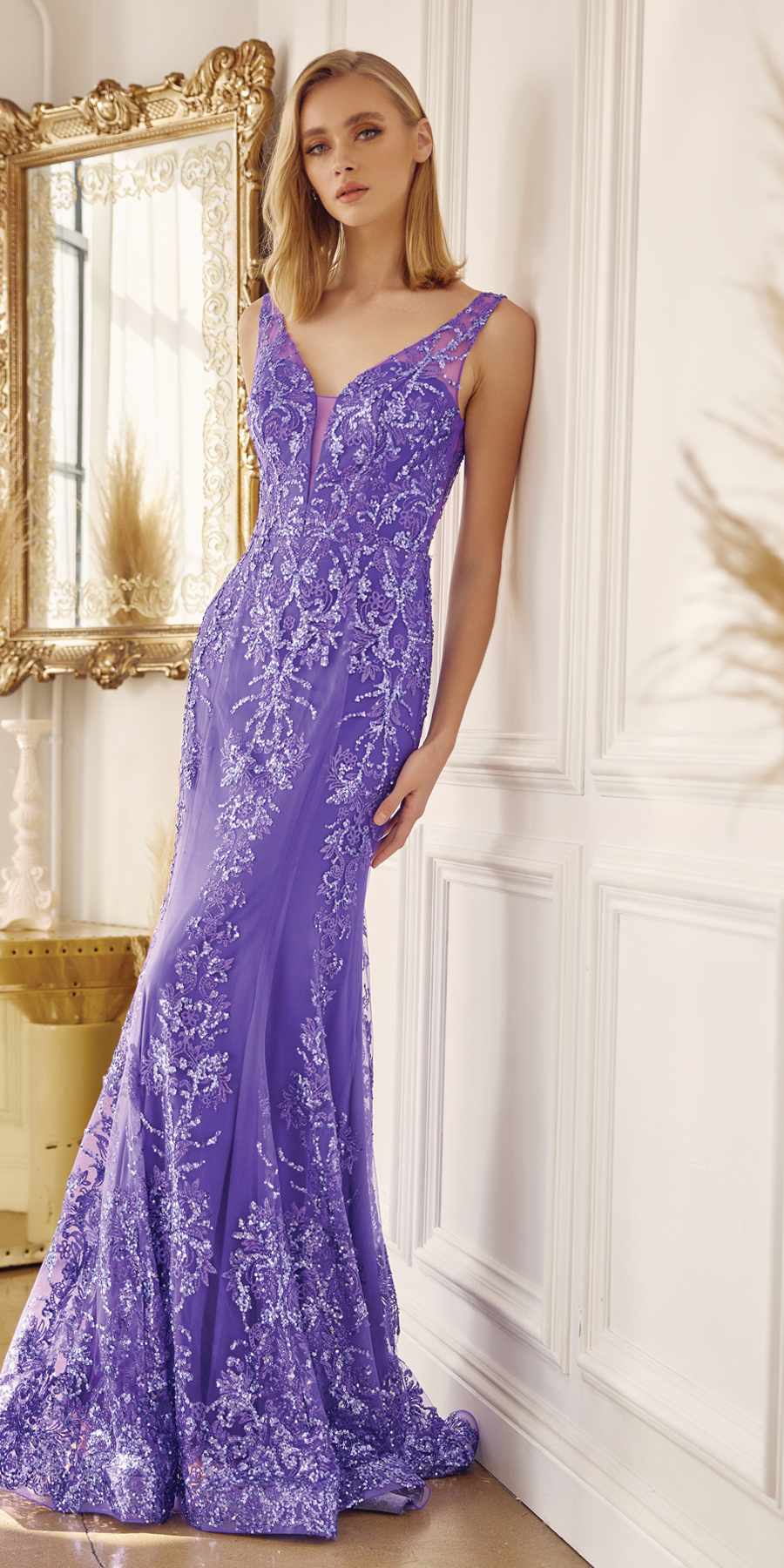 Juliet 277W Fancy Glitter Design Tulle Mermaid Wedding Dress by DiscountDressShop