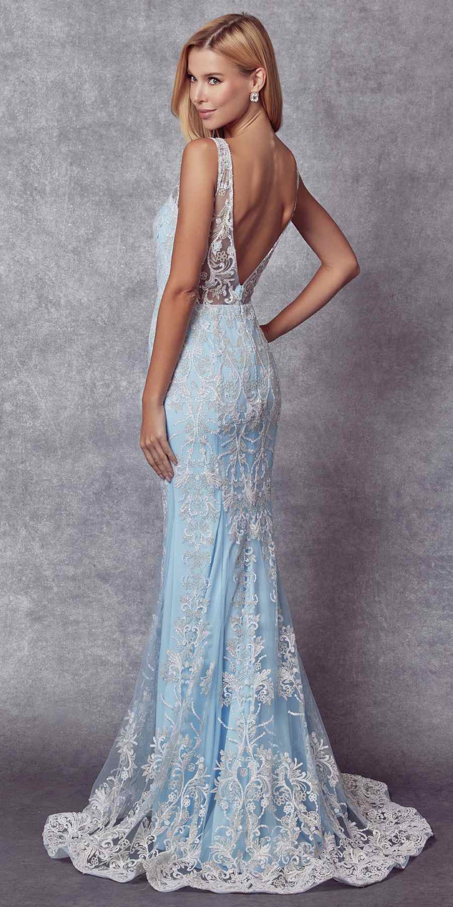 Juliet 277W Fancy Glitter Design Tulle Mermaid Wedding Dress by DiscountDressShop
