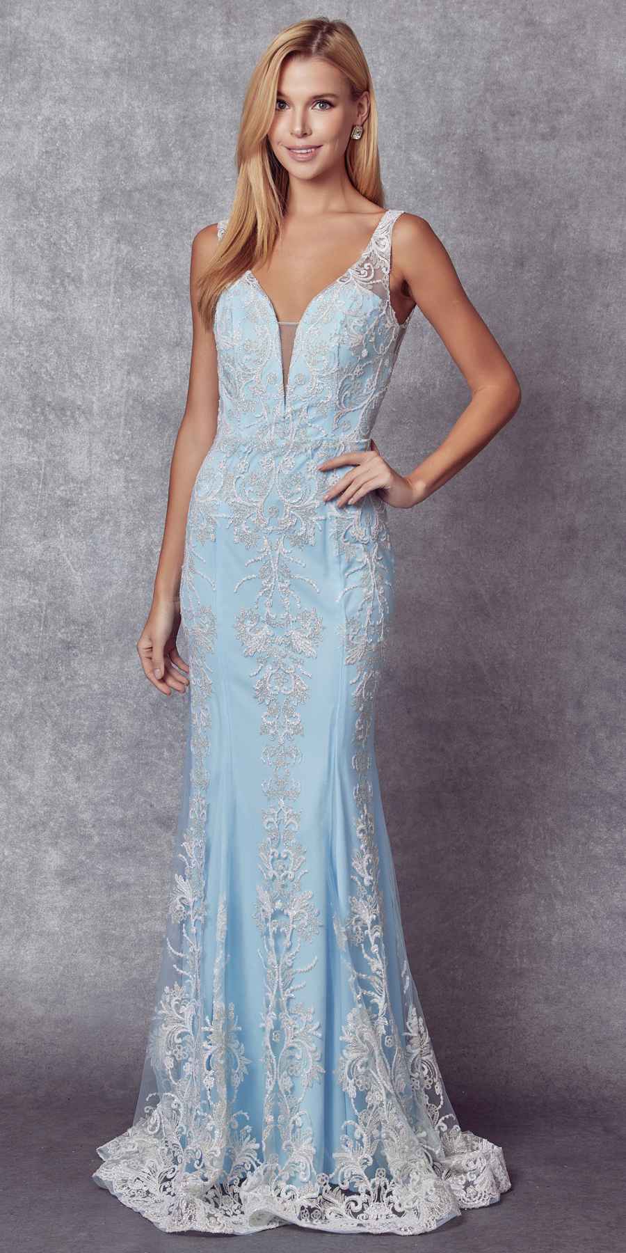 Juliet 277W Fancy Glitter Design Tulle Mermaid Wedding Dress by DiscountDressShop