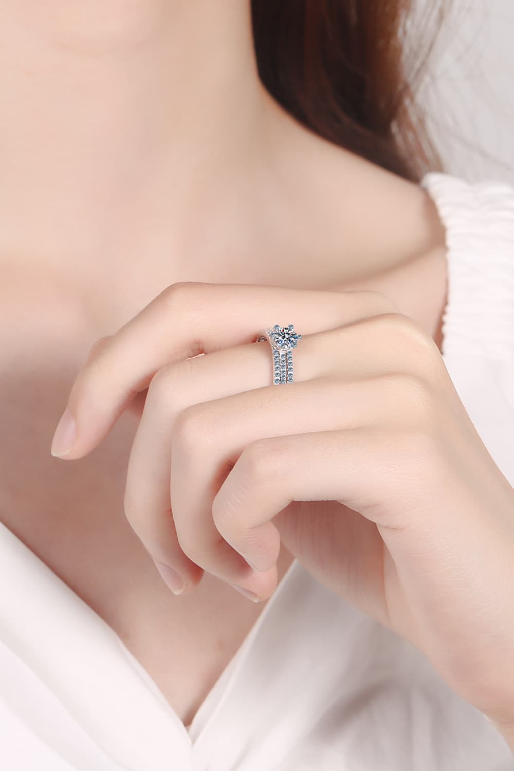 Sparkala™ 925 Rhodium Over Pure Sterling Silver Ring Set by Sparkala