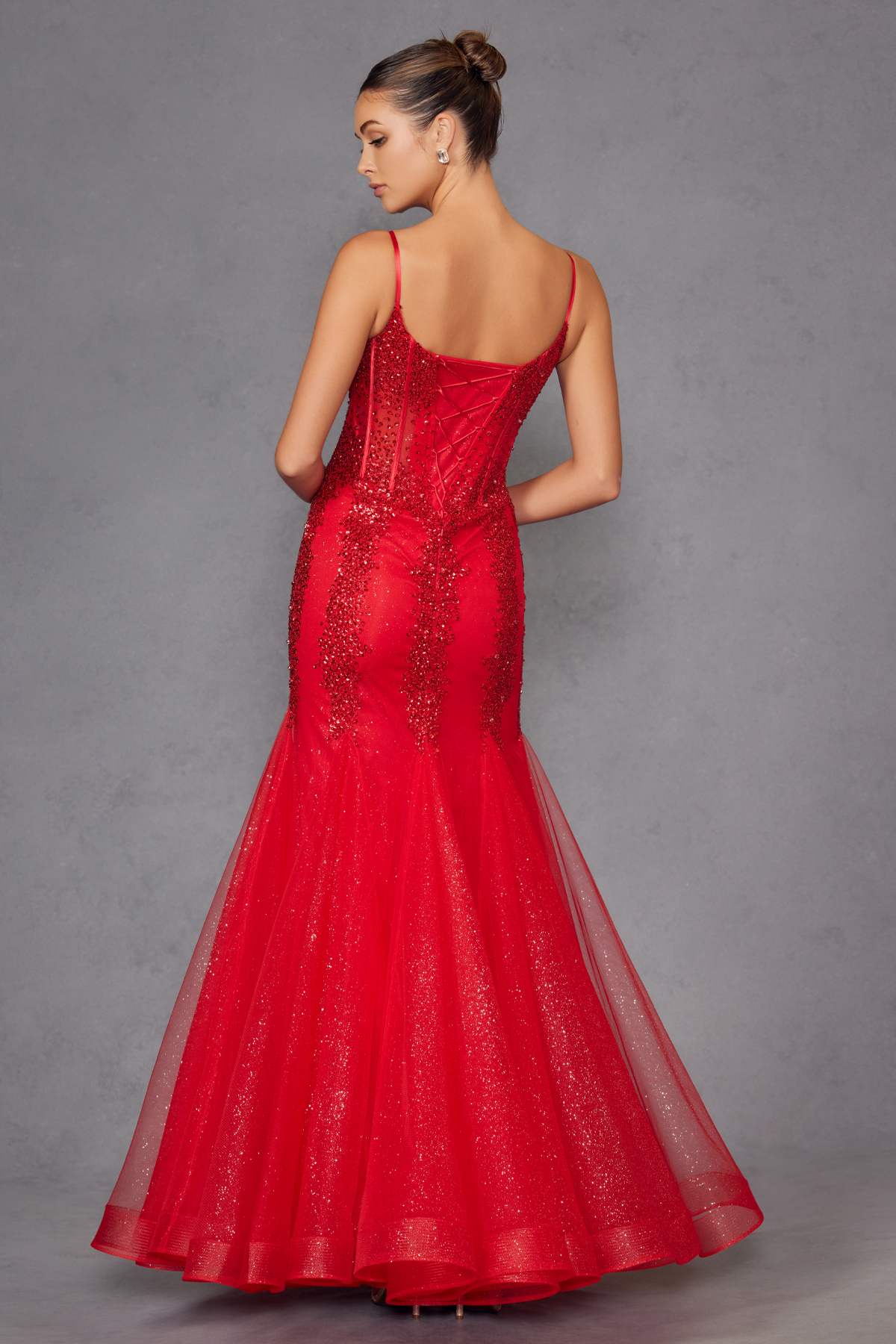 Juliet JT2883C Embellished Fitted Corset Mermaid Gown by DiscountDressShop