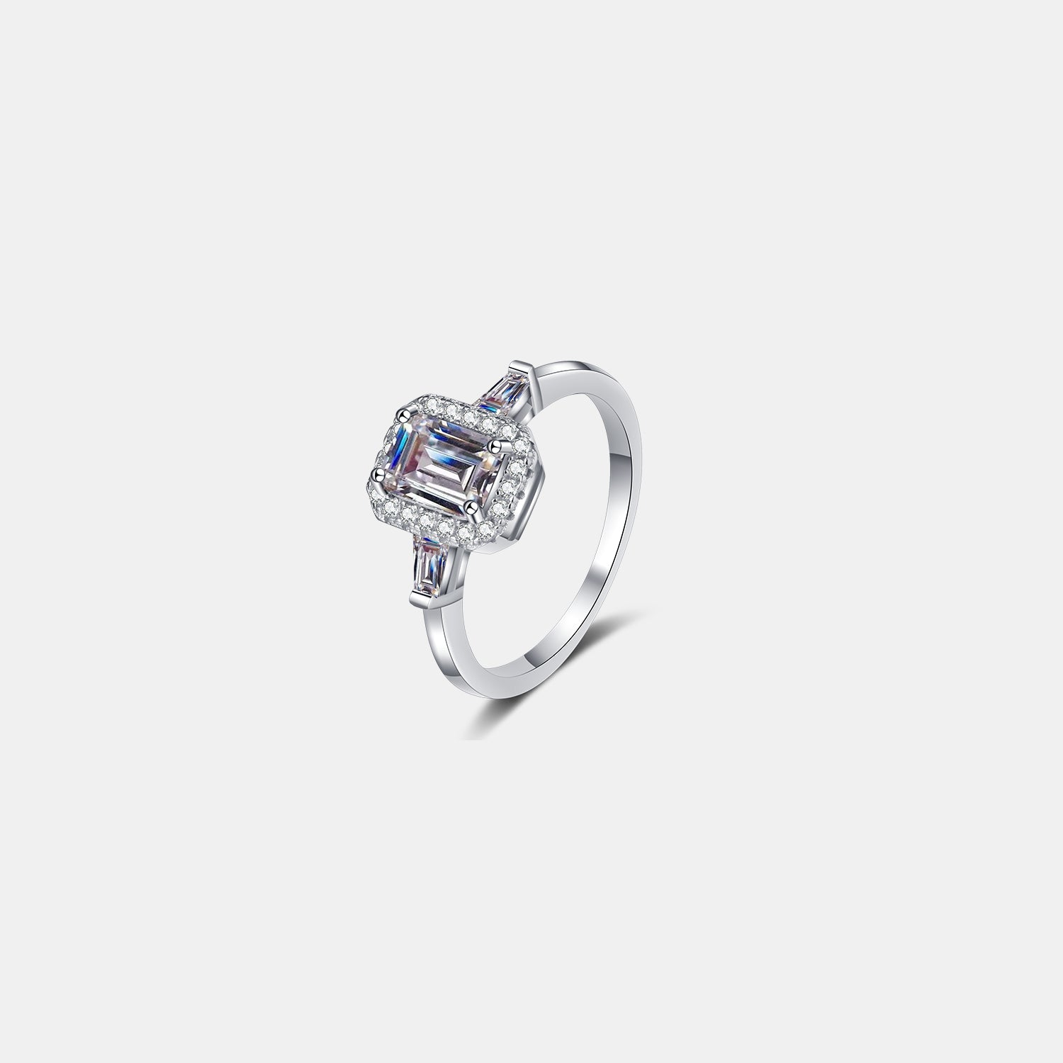 1 Carat Blue Emerald-Cut Sparkala™ Pure Sterling Silver Ring by Sparkala