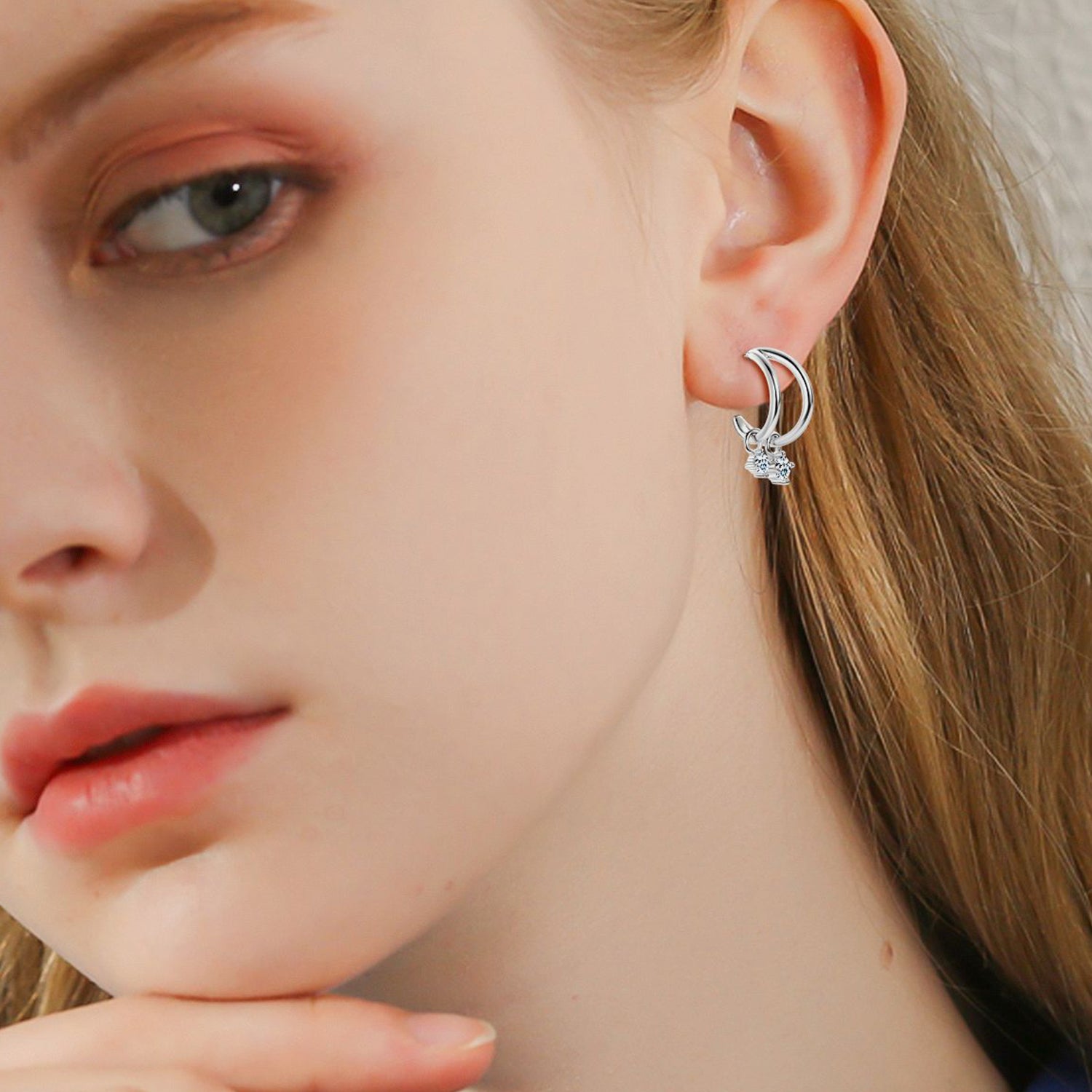 Platinum-Plated Pure Sterling Silver Sparkala™ C-Hoop Earrings by Sparkala