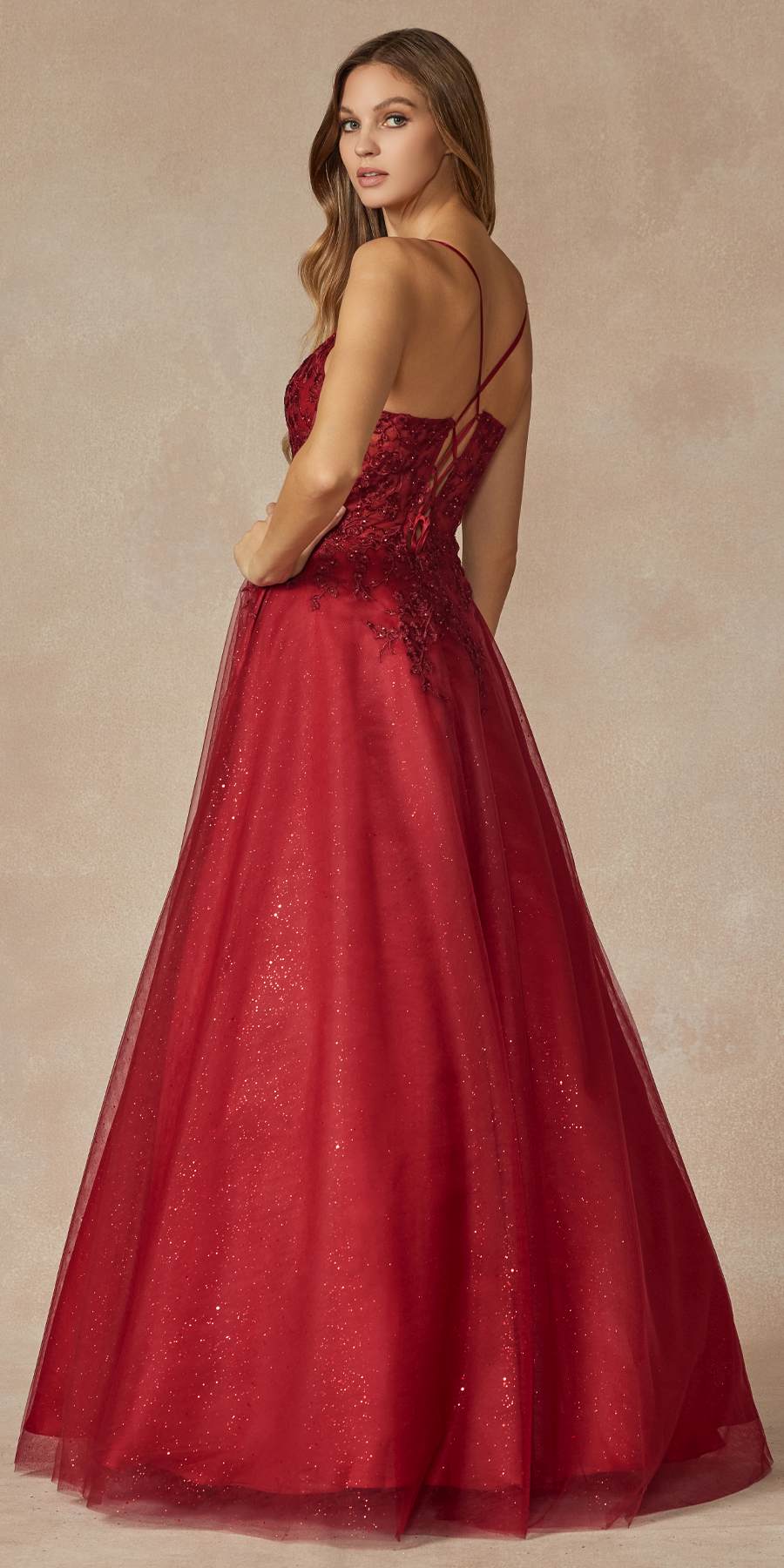 Juliet 295 Floor Length Leaf Lace Gown Corset Bodice Prom Gown by DiscountDressShop