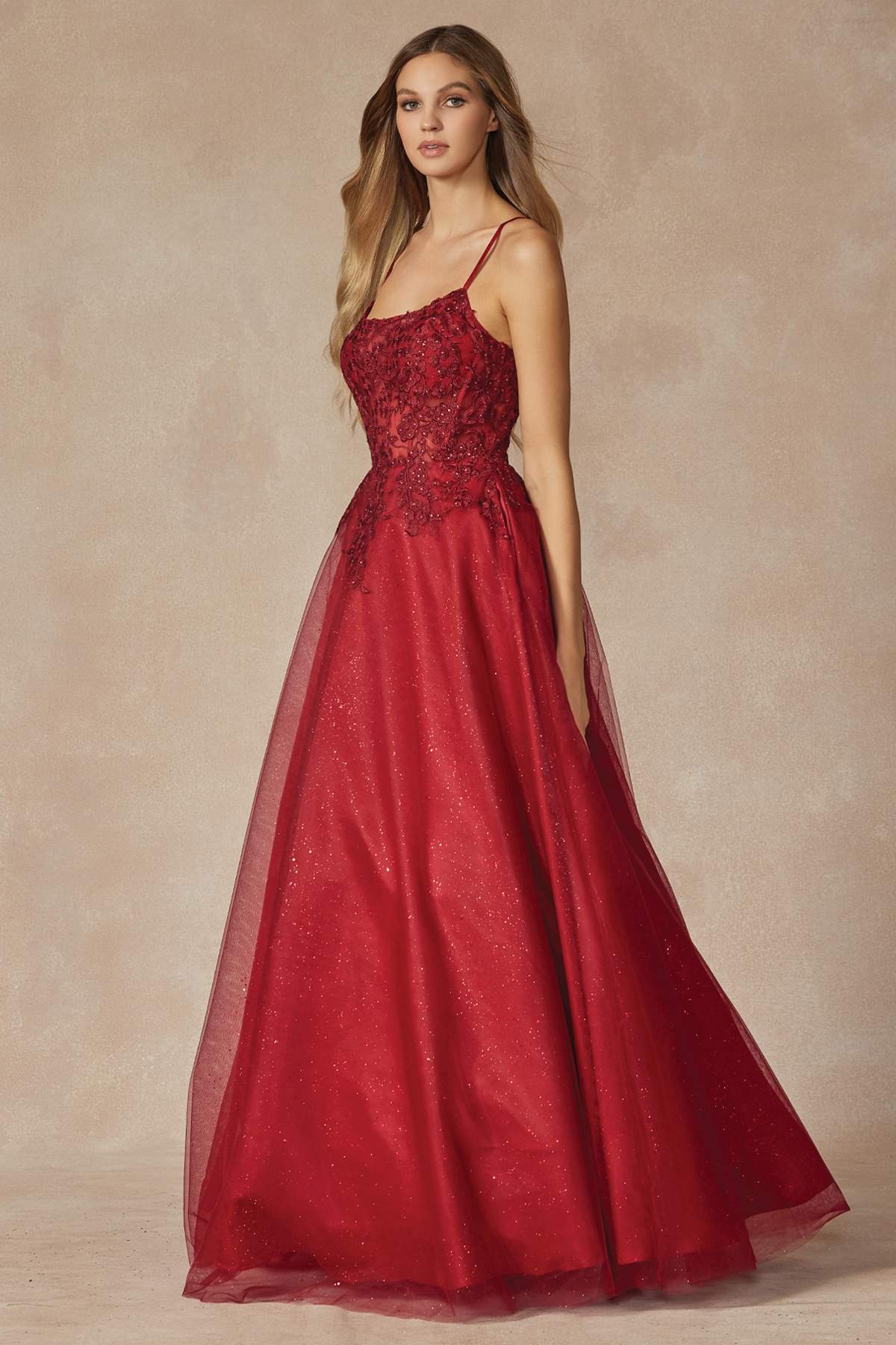 Juliet 295 Floor Length Leaf Lace Gown Corset Bodice Prom Gown by DiscountDressShop