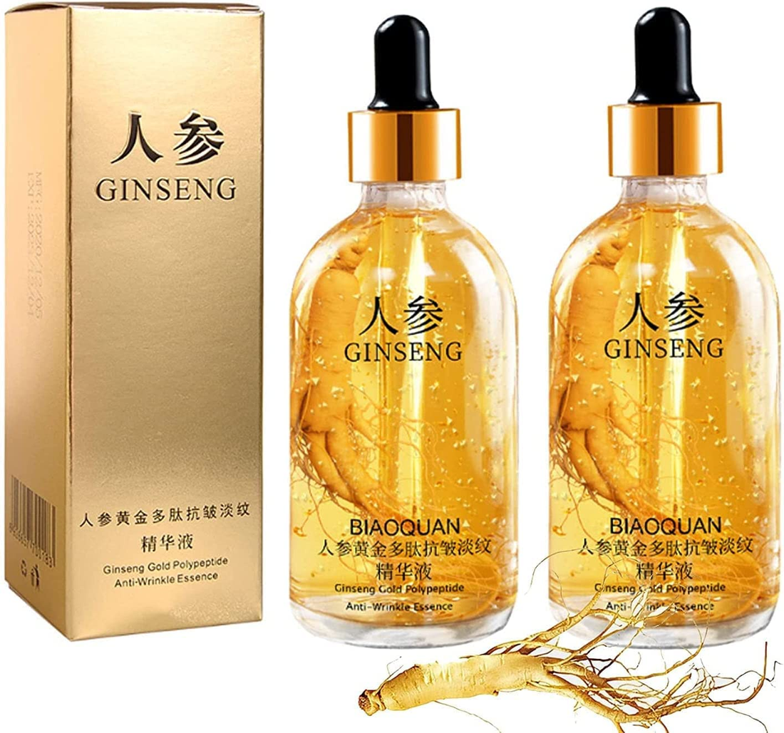 2Pcs Ginseng Polypeptide Anti-Ageing Essence, Ginseng Gold Polypeptide Anti-Ageing Essence, Ginseng Serum, for Tightening Sagging Skin Reduce Fine Lines (100 Ml) by Korean Skin Care