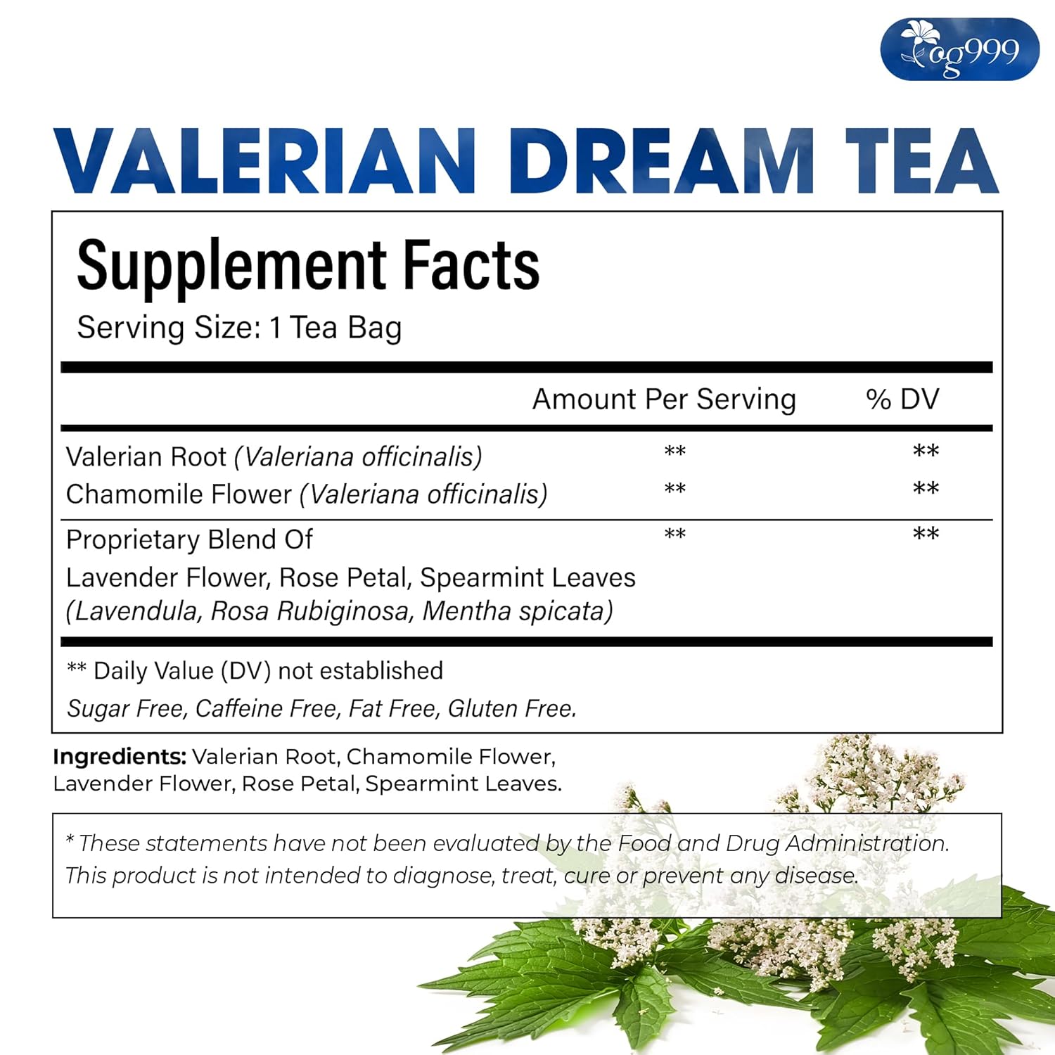 Premium Valerian Tea, Improve Digestion, Support Brain, Weight, Skin and Sleep by FreshDrinkUS - Natural and Premium Herbal Tea
