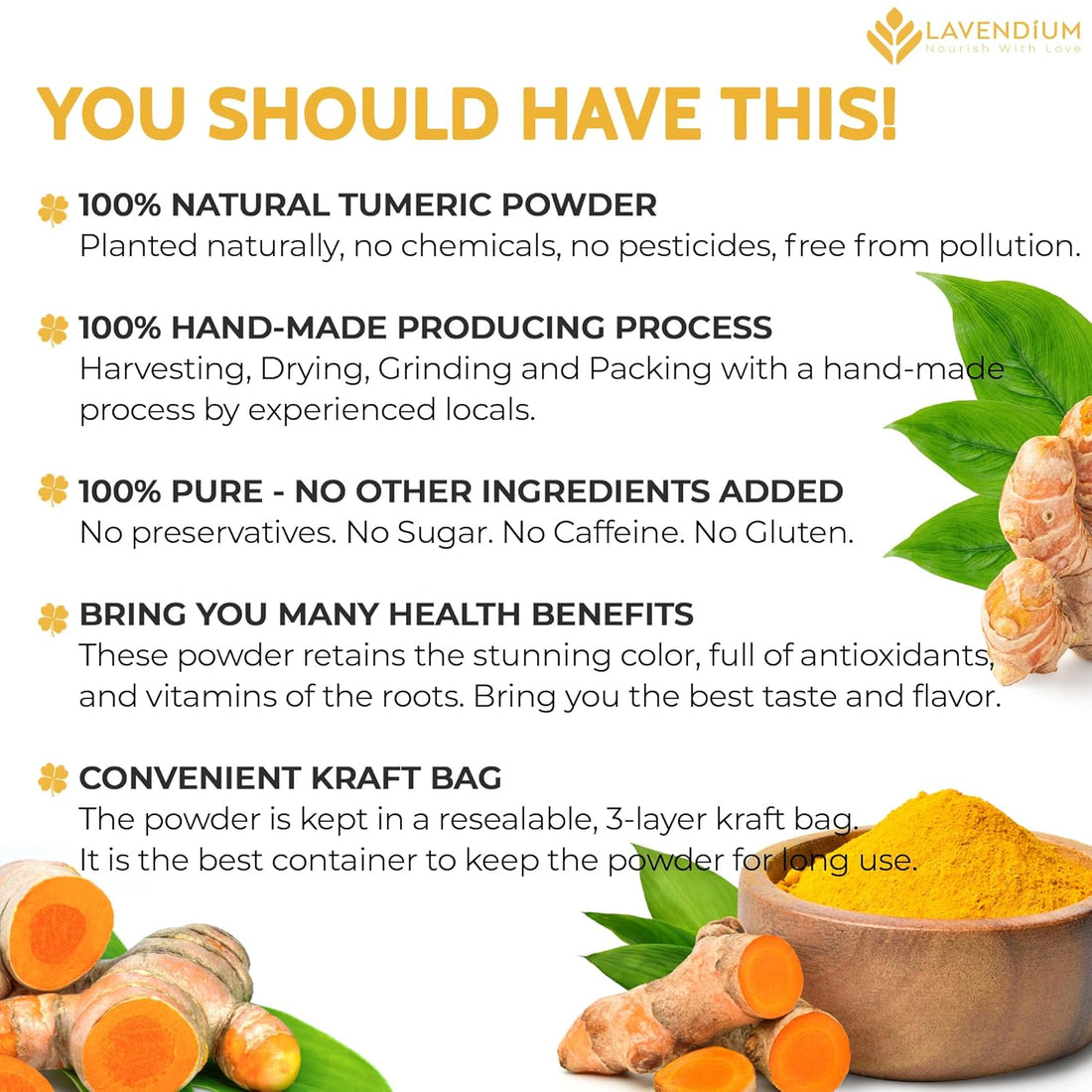 Turmeric Powder, 100% Natural &amp; Pure, Ground, Seasoning Root Powder, No Additives, No Gluten, Vegan by FreshDrinkUS - Natural and Premium Herbal Tea