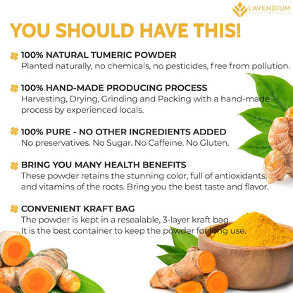 Turmeric Powder, 100% Natural &amp; Pure, Ground, Seasoning Root Powder, No Additives, No Gluten, Vegan by FreshDrinkUS - Natural and Premium Herbal Tea