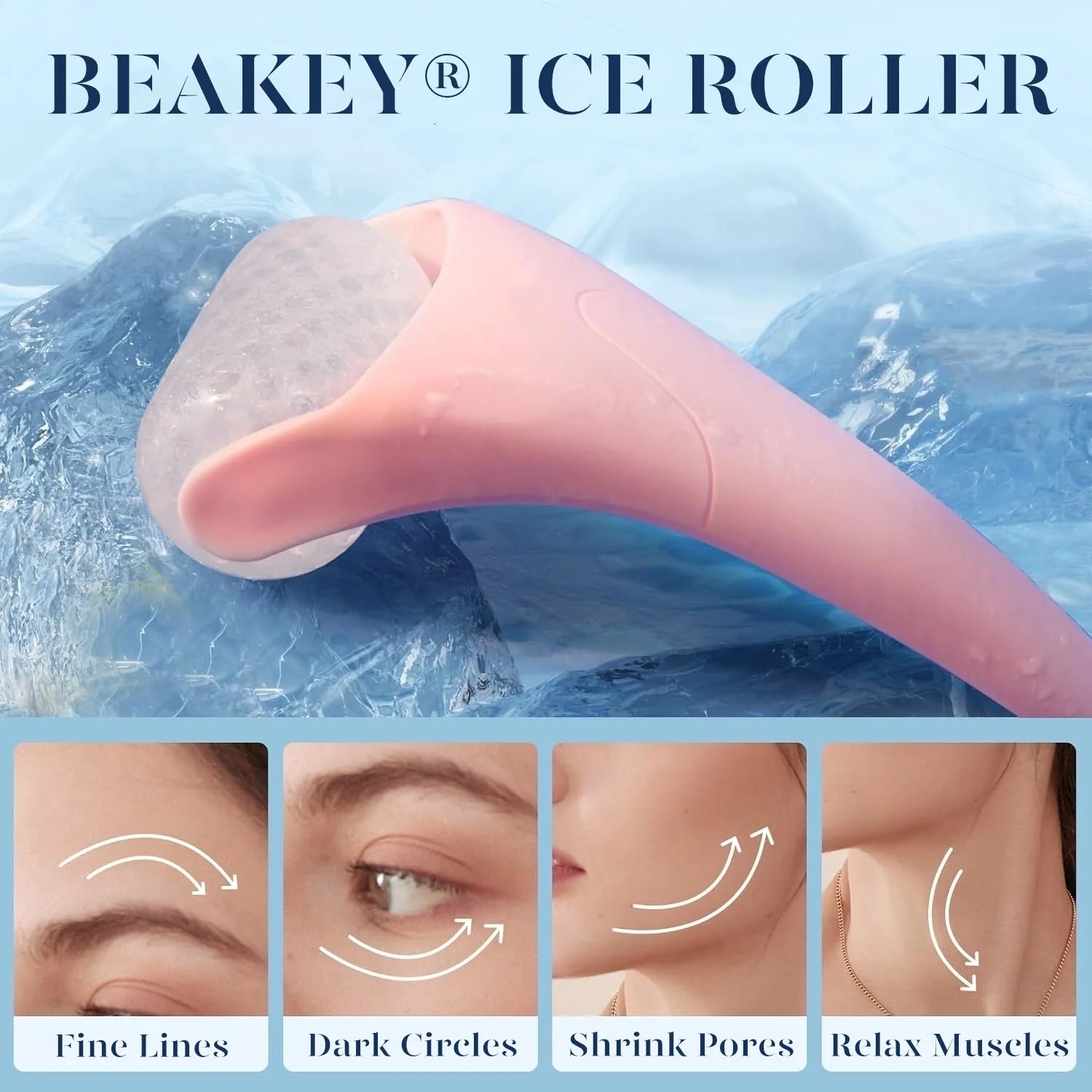 Ice Roller for Face &amp; Gua Sha, Ice Face Roller Massager Cryotherapy Reduces Puffiness, Pink by Korean Skin Care