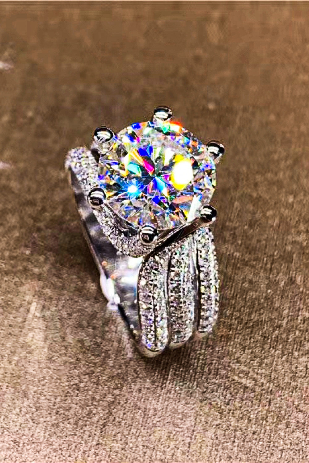 Adored 3 Carat Brilliant Round Cut Sparkala™ Three-Layer Ring by Sparkala