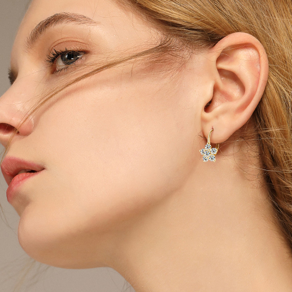 1.2 Carat Pure Sterling Silver Sparkala™ Flower Huggie Earrings by Sparkala