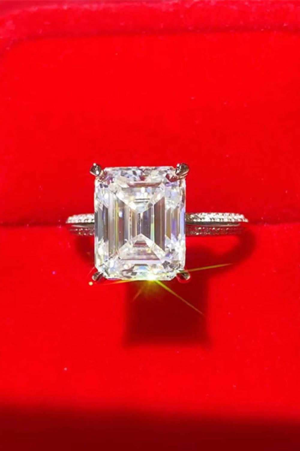 5 Carat Emerald-Cut Sparkala™ Ring (Platinum Over Pure Sterling Silver) by Sparkala
