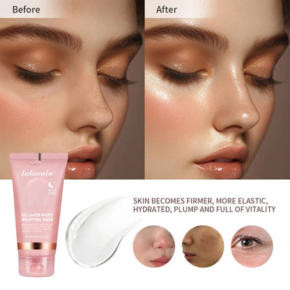 Collagen Overnight Wrapping Peel off Facial Mask Korean Collagen Night Wrapping Mask Deeply Hydrates Night Care Mask Cream 75Ml by Korean Skin Care
