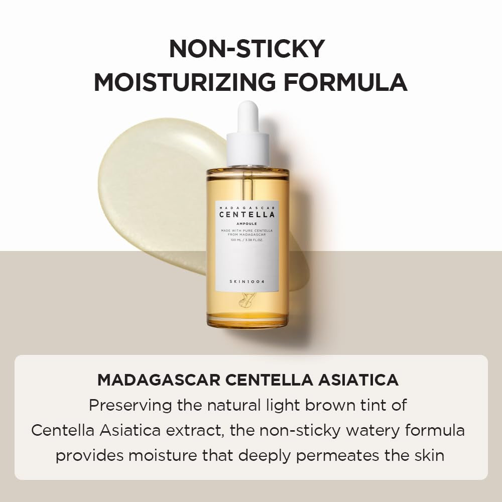 Madagascar Centella Asiatica Ampoule Facial Serum 1.85 Fl.Oz, 55Ml, Soothes Acne Prone and Sensitive Skin by Korean Skin Care