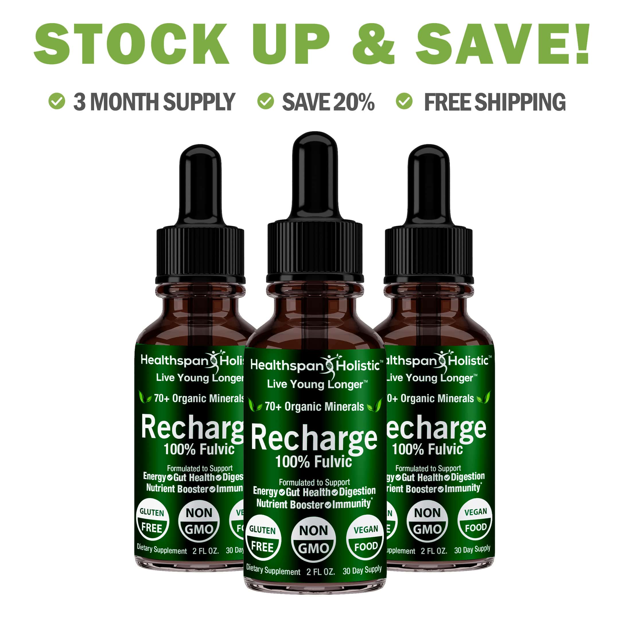 2oz Recharge 100% Fulvic Minerals Concentrate by Healthspan Holistic