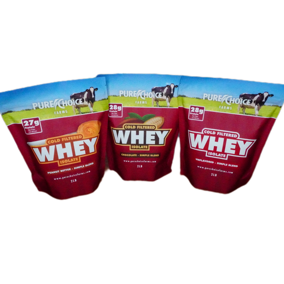 3 Flavor Whey Protein Isolate Combos by Pure Choice Farms