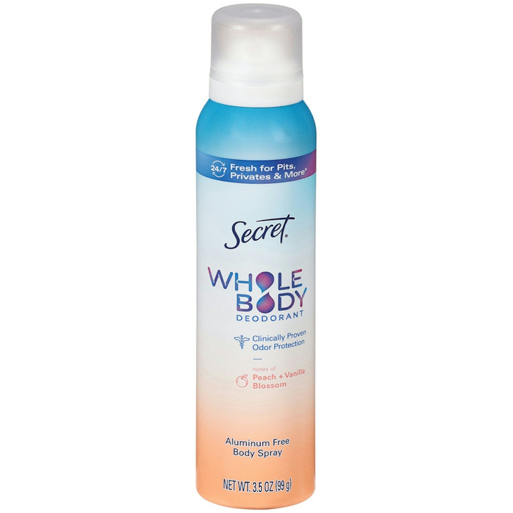 Secret Whole Body Aluminum Free Deodorant Spray, Peach &amp; Vanilla Blossom - 3.5 oz by Pasteur Pharmacy