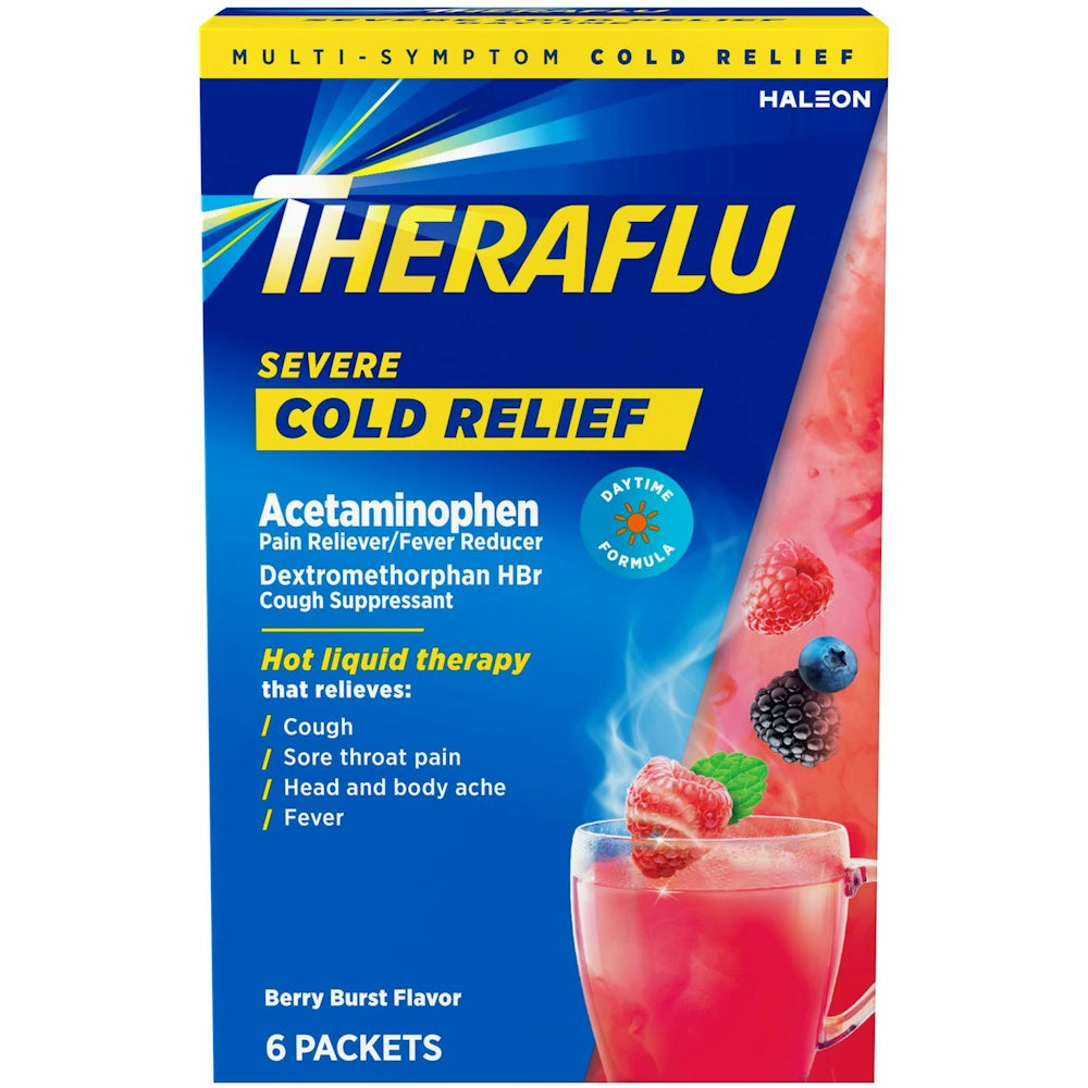 Theraflu Cold Relief, Severe, Packets, Berry Burst Flavor by Pasteur Pharmacy
