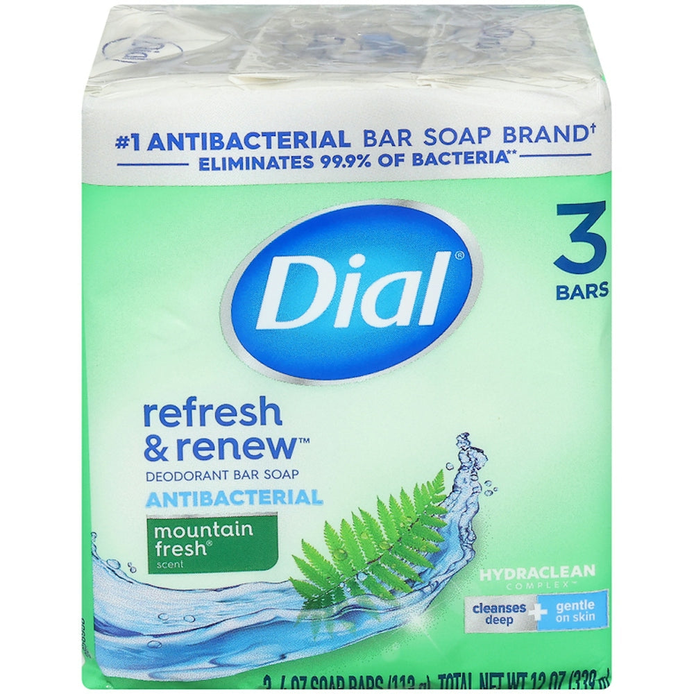 Dial Antibacterial Deodorant Bar Soap, Mountain Fresh, 4 OZ, 3 Bars by Pasteur Pharmacy
