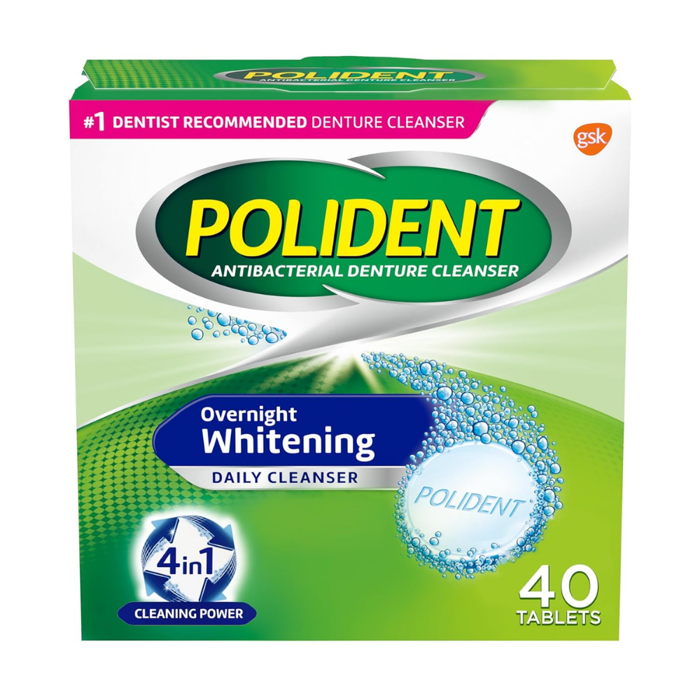 Polident Overnight Whitening Denture Cleanser Tablets (40ct) by Farmacias Savia