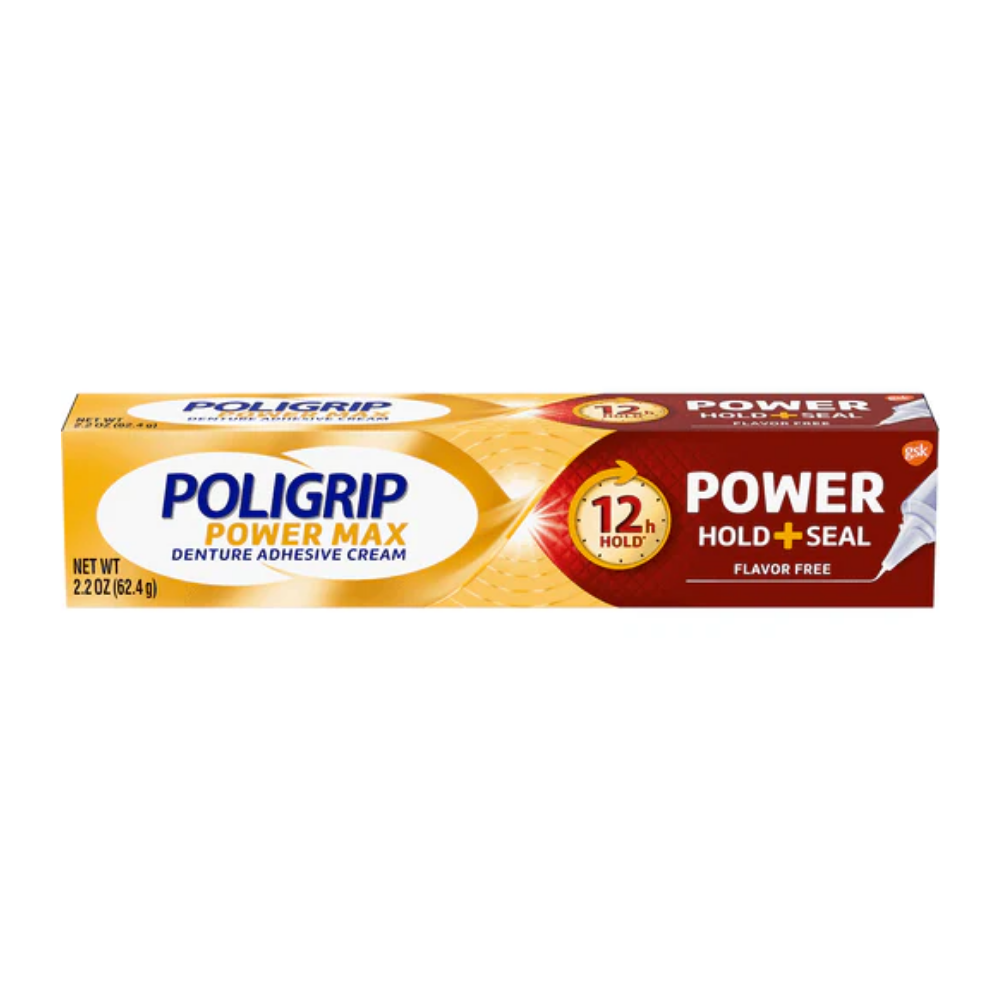 Poligrip Power Max 12h Holder Denture Adhesive Cream (2.2oz) by Farmacias Savia