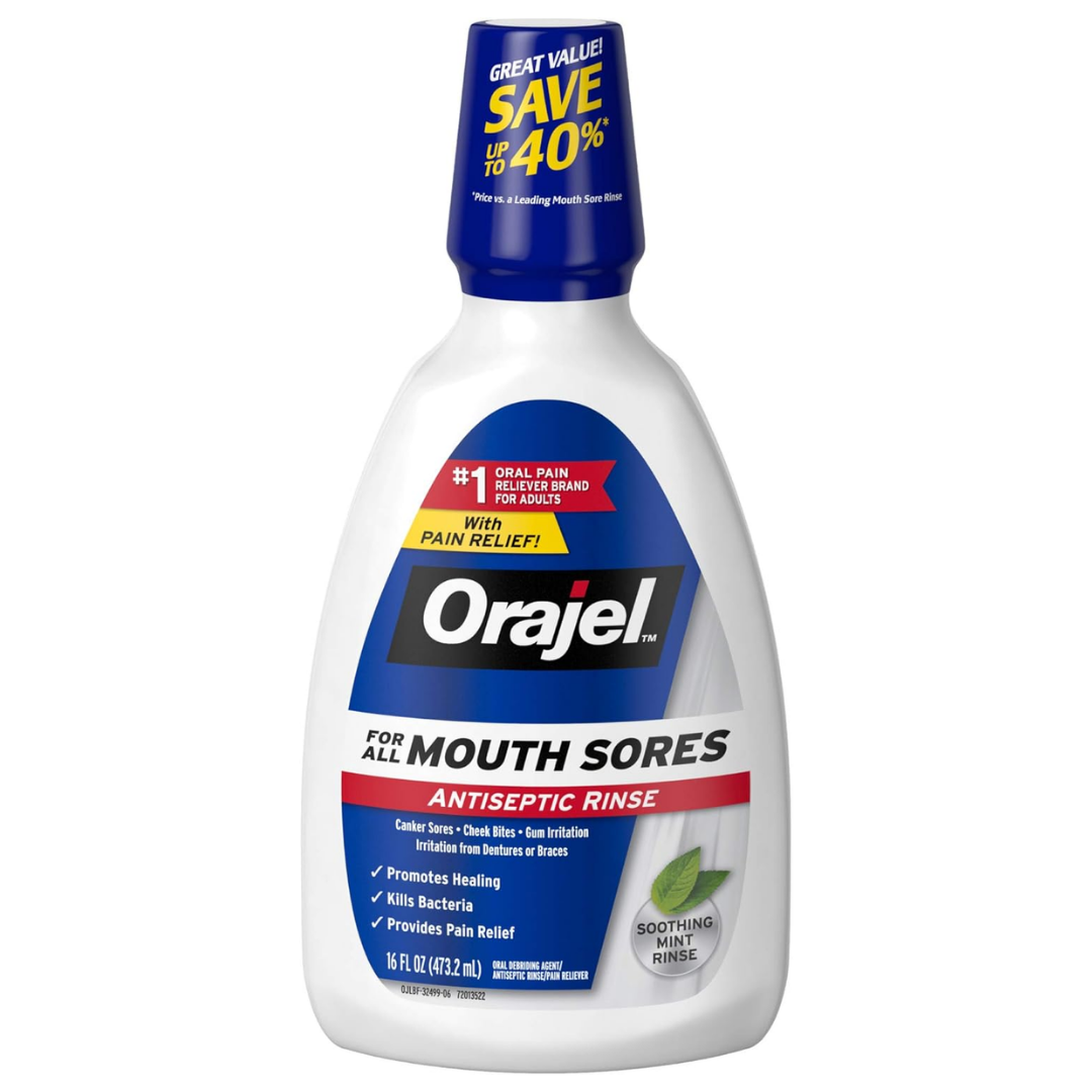 Orajel Mouth Sores Antiseptic Rinse Soothing Mint (16oz) by Farmacias Savia