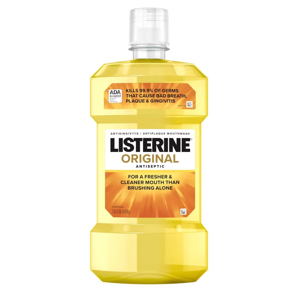 Listerine Original Antiseptic Mouthwash for Bad Breath &amp; Plaque (1 L) by Farmacias Savia