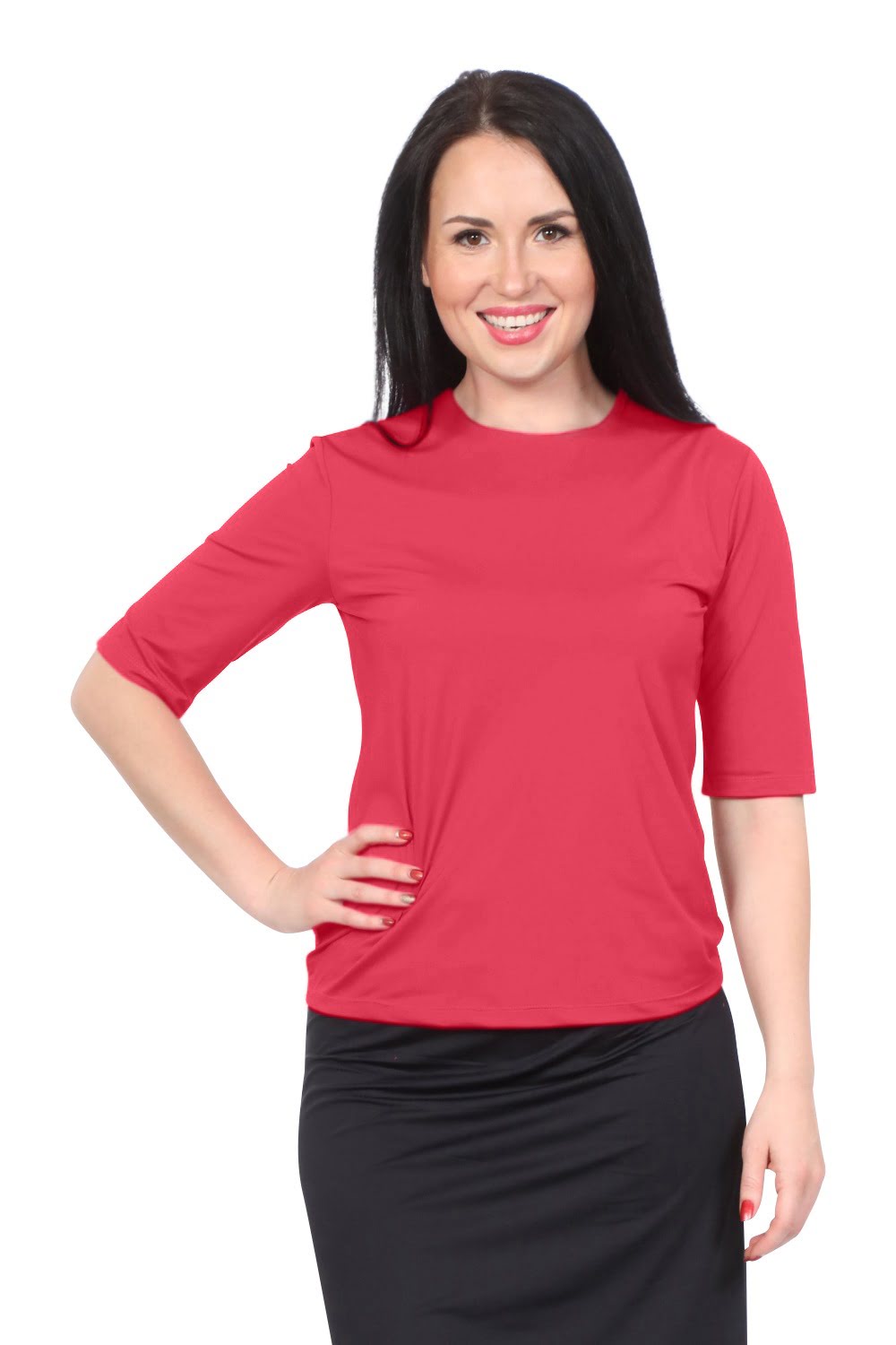 Modest Elbow Sleeve Swim &amp; Running/Exercise Shirt - UV 50 Protection by Kosher Casual USA