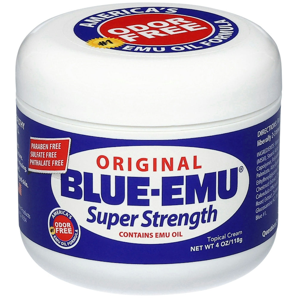 Blue-Emu Super Strength Topical Pain Relief Cream with Emu Oil, Odor Free &amp; Deep Penetrating, 4 oz