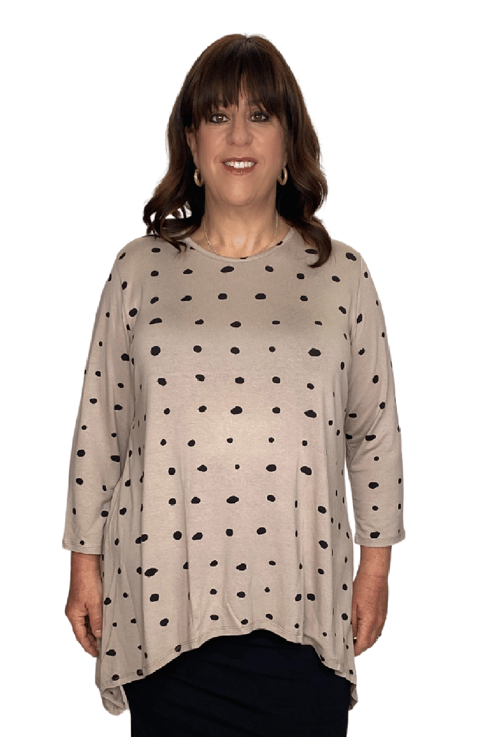 Plus Size - Modest Handkerchief Tunic Top - 3/4 Sleeve Comfort Flow Design by Kosher Casual USA