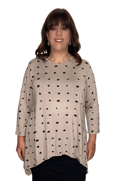 Plus Size - Modest Handkerchief Tunic Top - 3/4 Sleeve Comfort Flow Design by Kosher Casual USA
