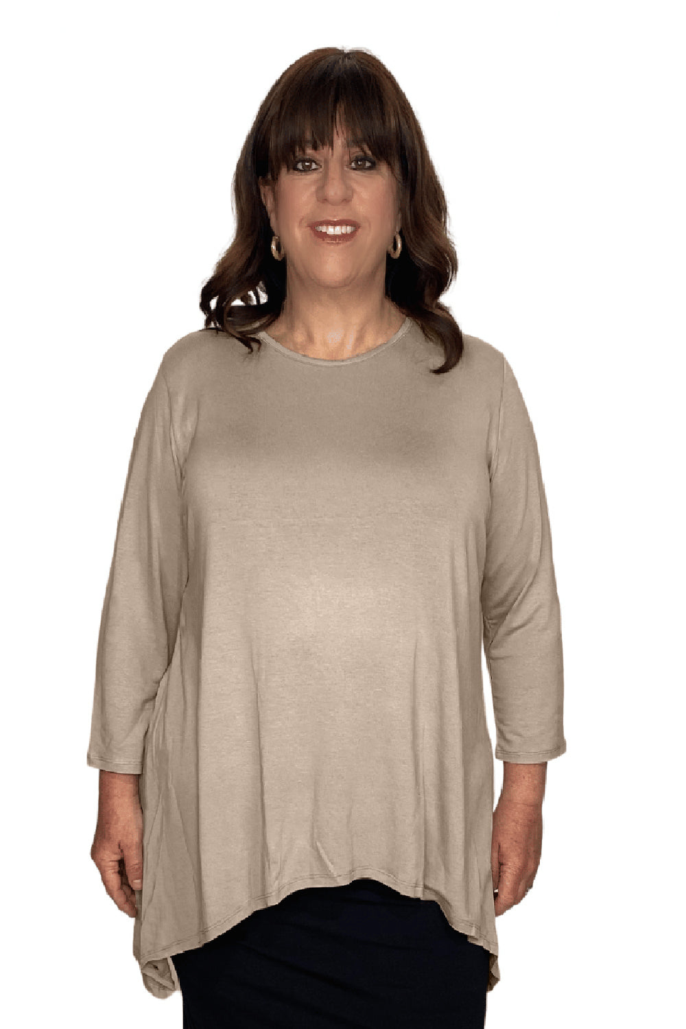 Plus Size - Modest Handkerchief Tunic Top - 3/4 Sleeve Comfort Flow Design by Kosher Casual USA