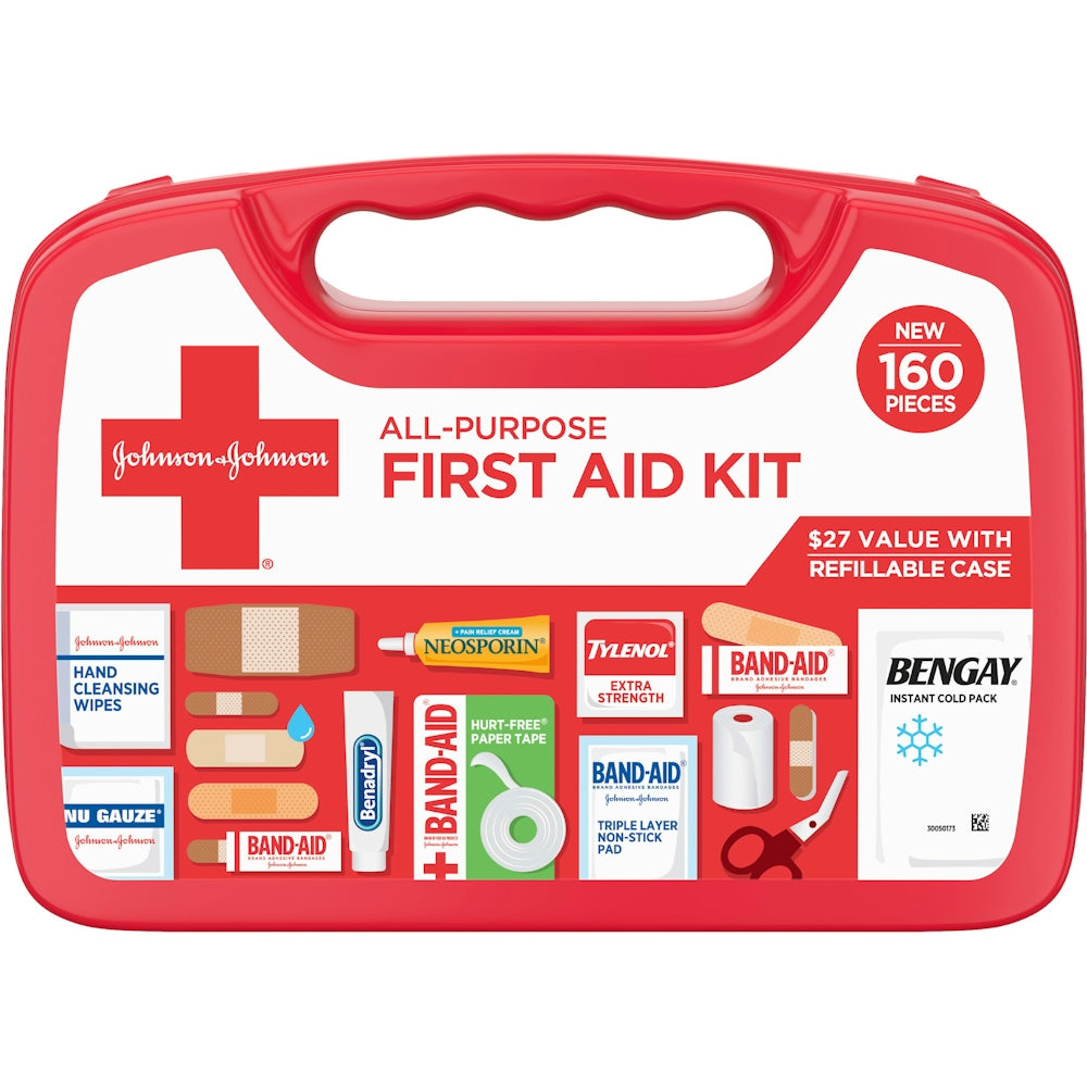 Johnson &amp; Johnson All-Purpose First Aid Kit, 160 Pieces - Includes Band-Aid, Neosporin &amp; Tylenol by Pasteur Pharmacy