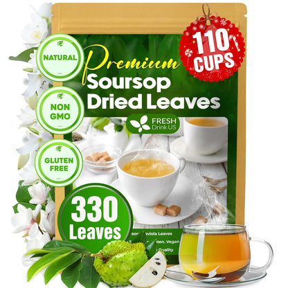 40 Premium Soursop Graviola Leaf Tea Bags, 100% Natural and Pure from Soursop Leaves, Handmade, Made With Natural Materials-Corn Fiber Tea Bag, Sugar/Caffeine/Gluten Free, Hoja Guanabana Tea by FreshDrinkUS - Natural and Premium Herbal Tea
