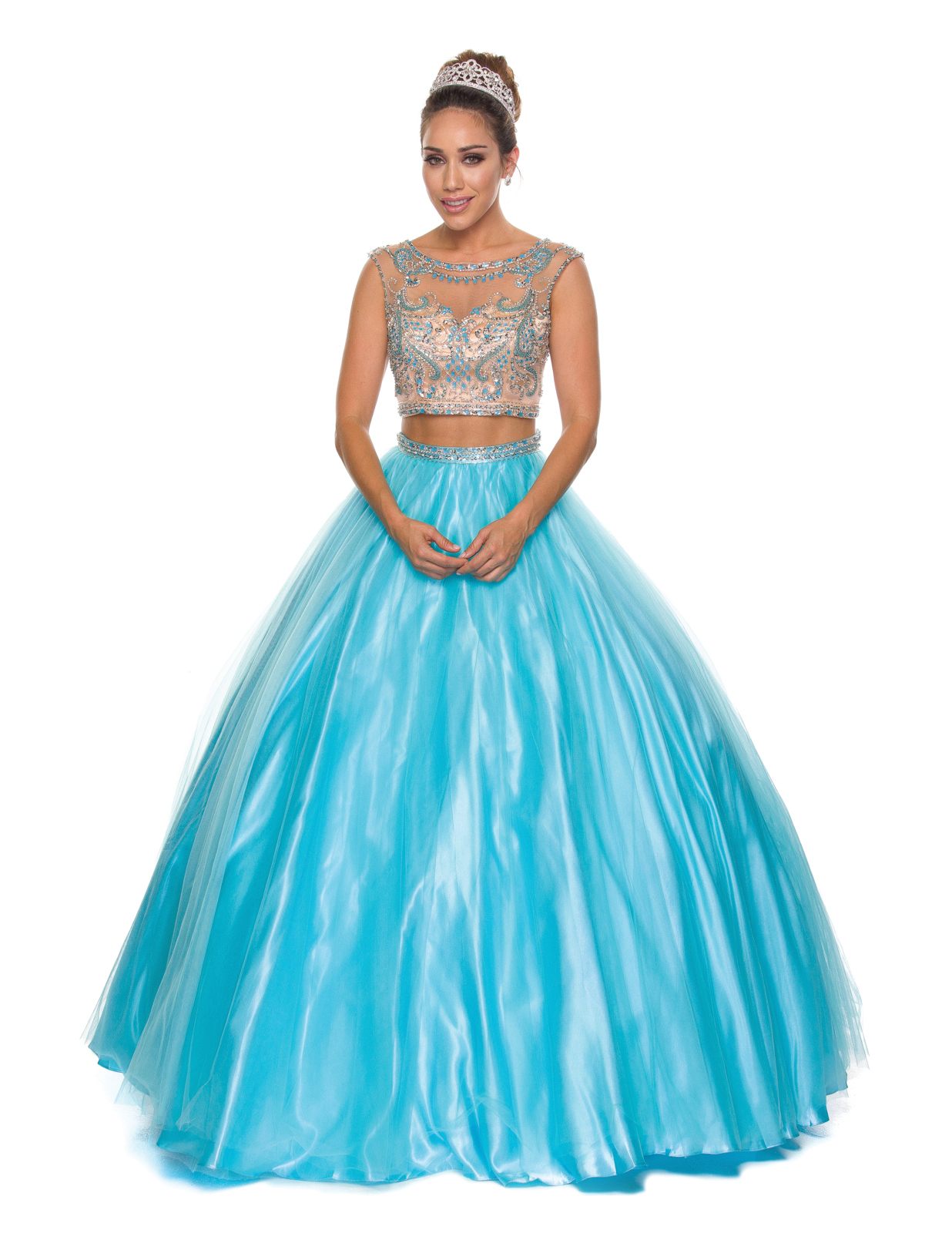 Juliet 338 Quinceanera Dress 2-Piece Bateau Neckline Cap Sleeve by DiscountDressShop