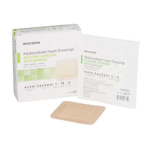 McKesson Foam Dressing 4 X 4 Inch With Border Film Backing Silicone Gel 4843 by Pasteur Pharmacy