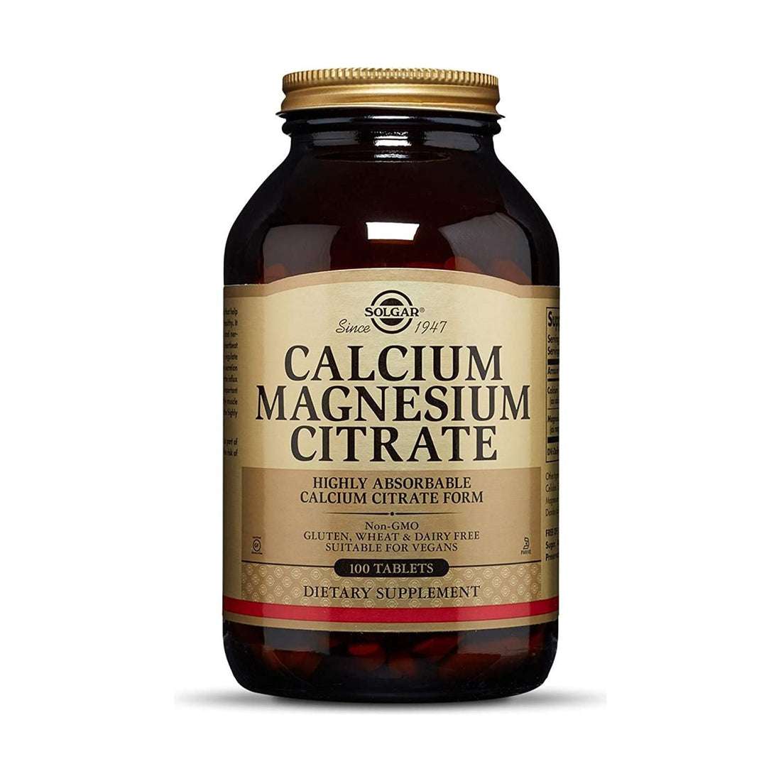 Solgar Calcium Magnesium Citrate 100 Tablets by Pasteur Pharmacy