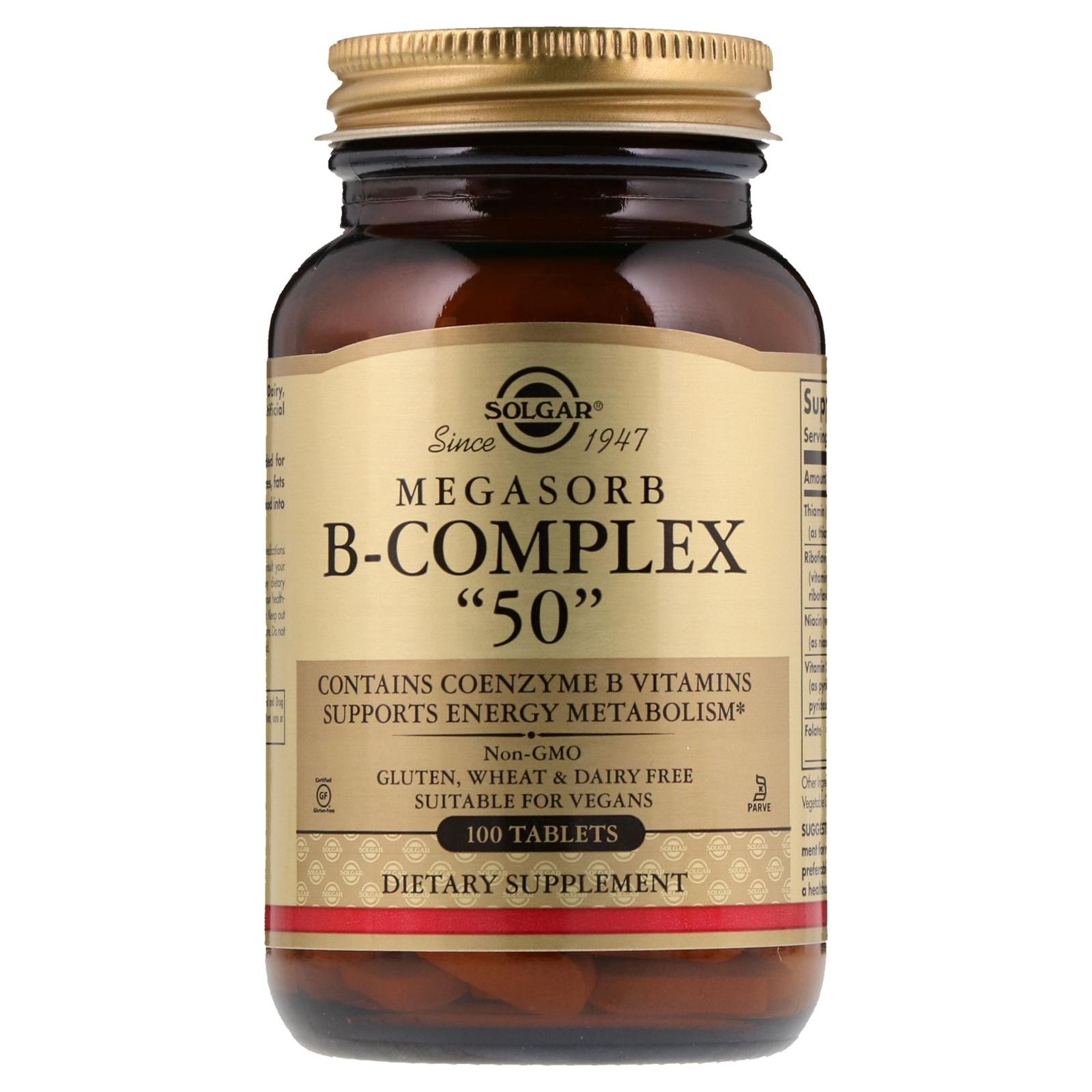 Solgar Megasorb B-Complex "50" 100 Tablets by Pasteur Pharmacy