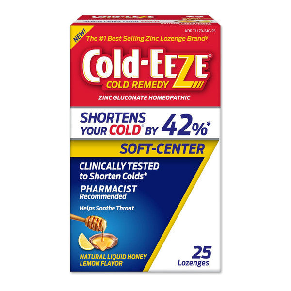 Cold-Eeze Remedy, Natural Liquid Honey Lemon Flavor, Soft Center, Lozenges by Pasteur Pharmacy