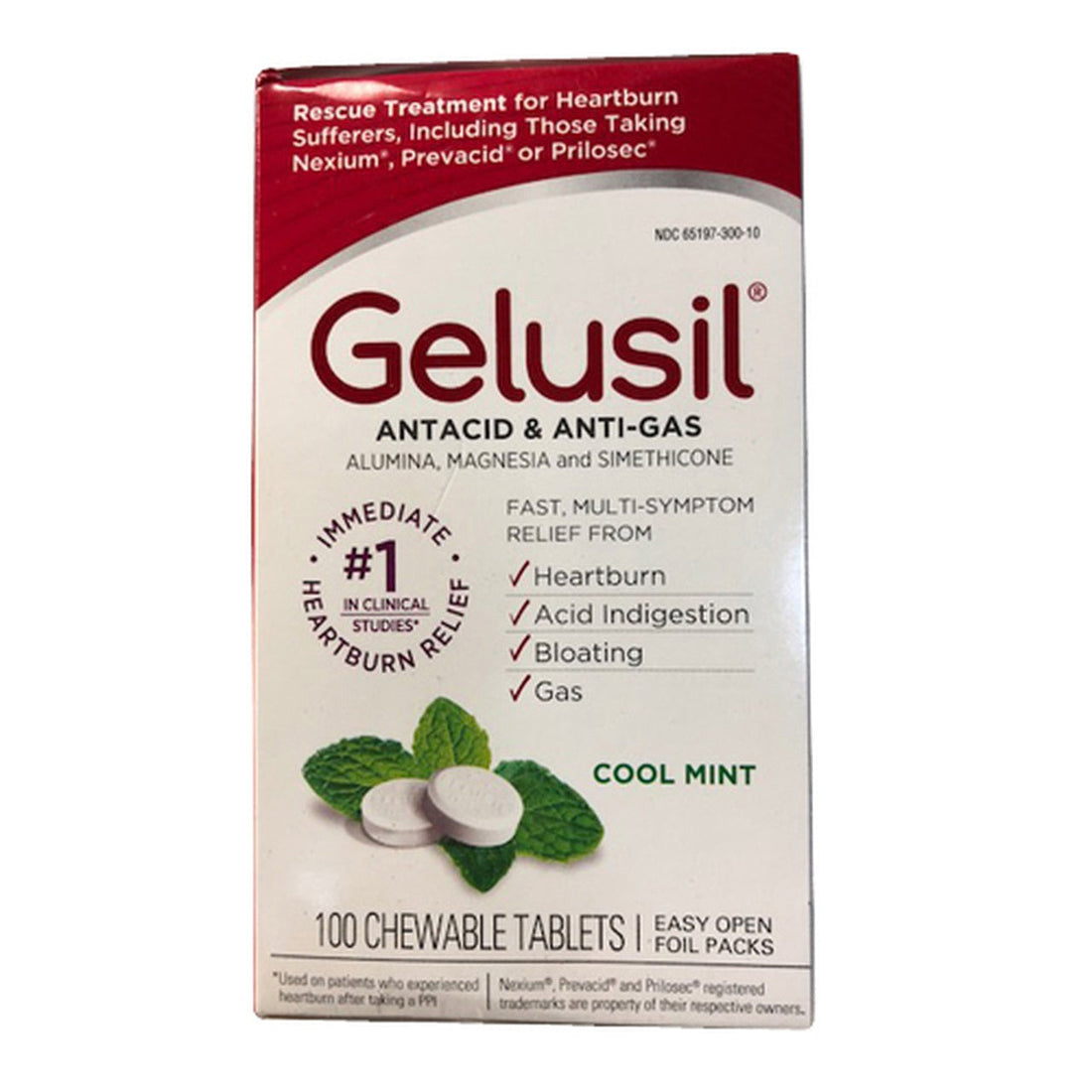 Gelusil Antacid &amp; Anti Gas Chewable Tablets Cool Mint