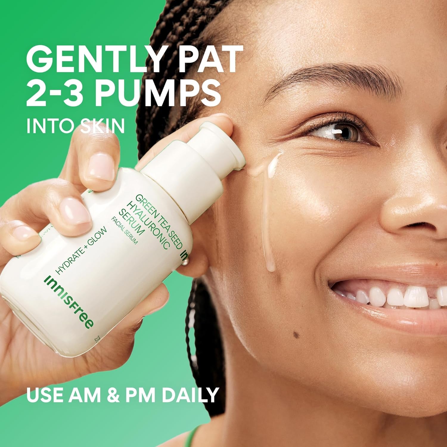 Innisfree Green Tea Seed Hyaluronic Serum with Panthenol and Niacinamide, Korean Face Serum for Hydration and Glow by Korean Skin Care
