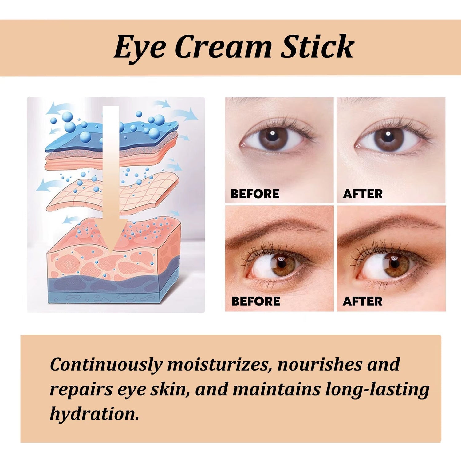 Snail Eye Cream Stick Collagen Fade Fine Lines Wrinkle Lightening Dark Circles Firming Eye Bags Puffiness Moisturizing Eye Cream by Korean Skin Care