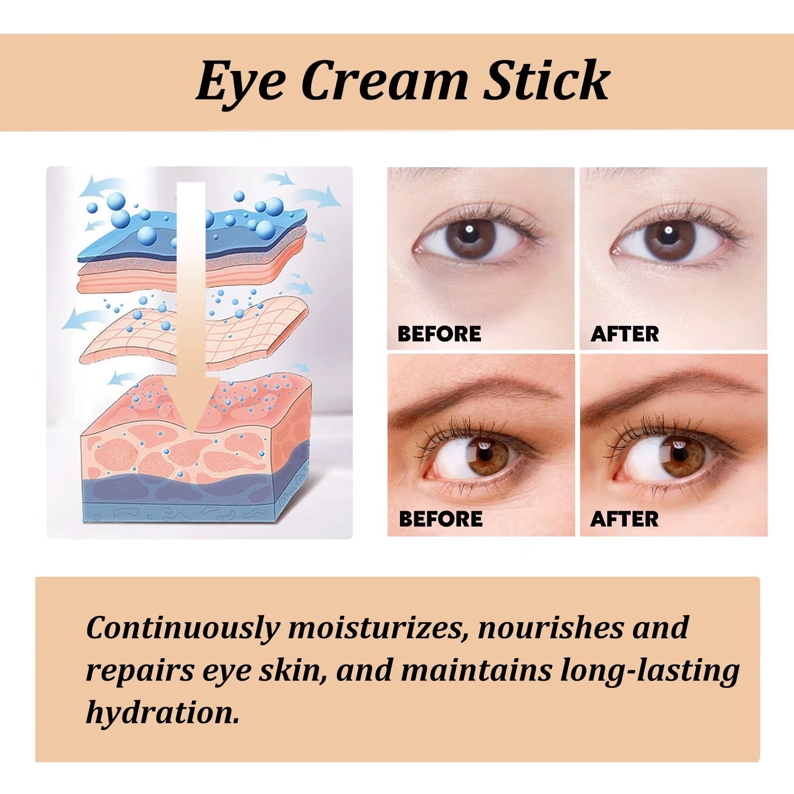 Snail Eye Cream Stick Collagen Fade Fine Lines Wrinkle Lightening Dark Circles Firming Eye Bags Puffiness Moisturizing Eye Cream by Korean Skin Care