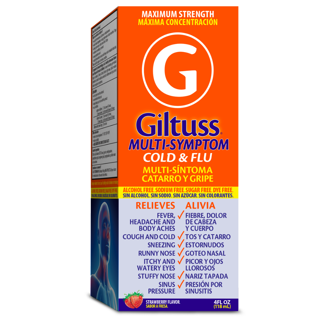 Giltuss Multi-Symptom Cold &amp; Flu Maximum Strength Liquid (4 fl oz) by Farmacias Savia