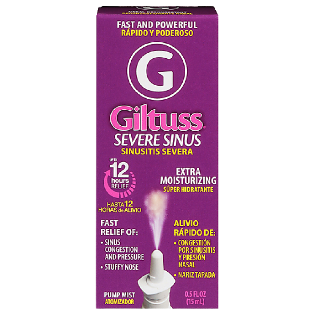 Giltuss Severe Sinus Nasal Decongestant Spray Extra Moisturizing (0.5 fl oz) by Farmacias Savia
