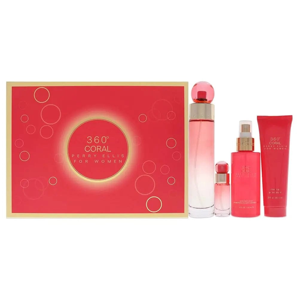 360 Coral By Perry Ellis For Women 4Pcs Set EDP Spray by perfumesandrea