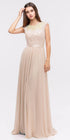 CLEARANCE - Eureka 3611 Lace Illusion Bodice Bateau Neck A-line Long Dress (Size L) by DiscountDressShop
