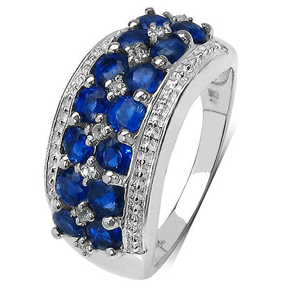 2.00 Carat Genuine Kyanite &amp; White Topaz .925 Sterling Silver Ring